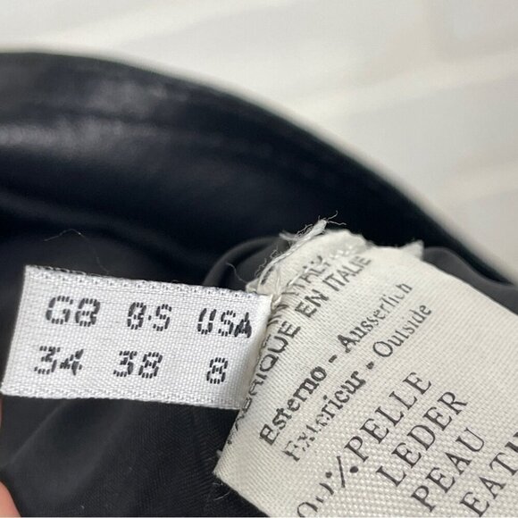 ❌SOLD❌ Black 100% Leather Wrap pencil skirt gold buttons office Made in Italy - Picture 7 of 8